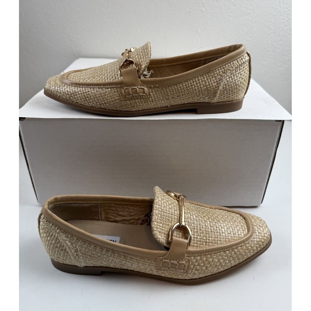 Steve Madden Beige Gold Raffia Woven Slip On Womens Carrine Loafers Shoe Size 6M - Picture 5 of 8